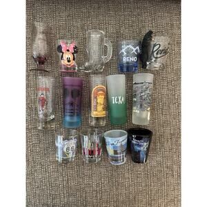 Lot of 14 Assorted Shot Glasses from various places & things